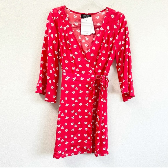 & Other Stories Cherry Print Wrap Dress Mini Sz 4 - Picture 2 of 5